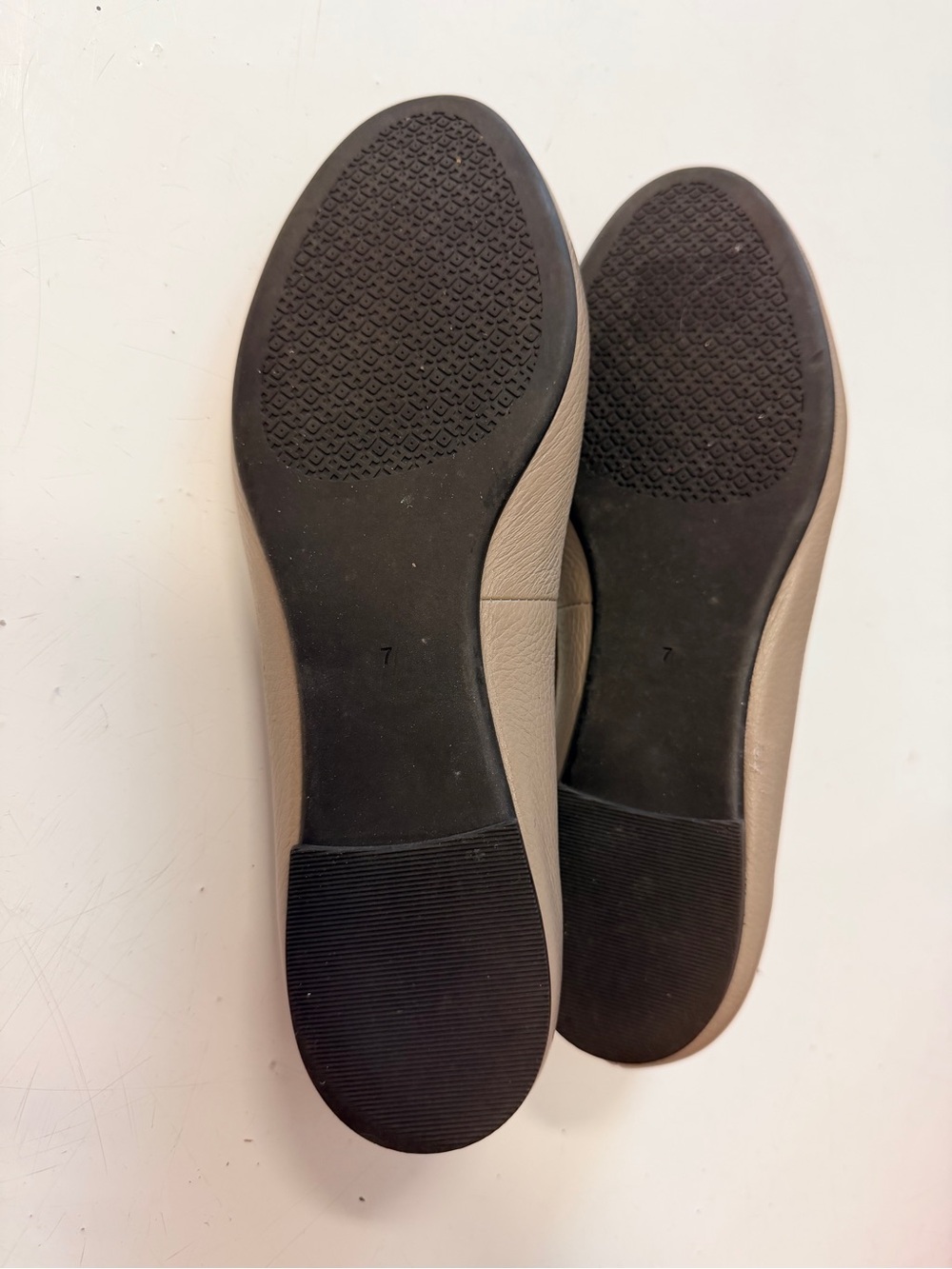 Tory Burch Taupe Leather Logo Ballet Flats with Gold Medallion - Picture 4 of 4